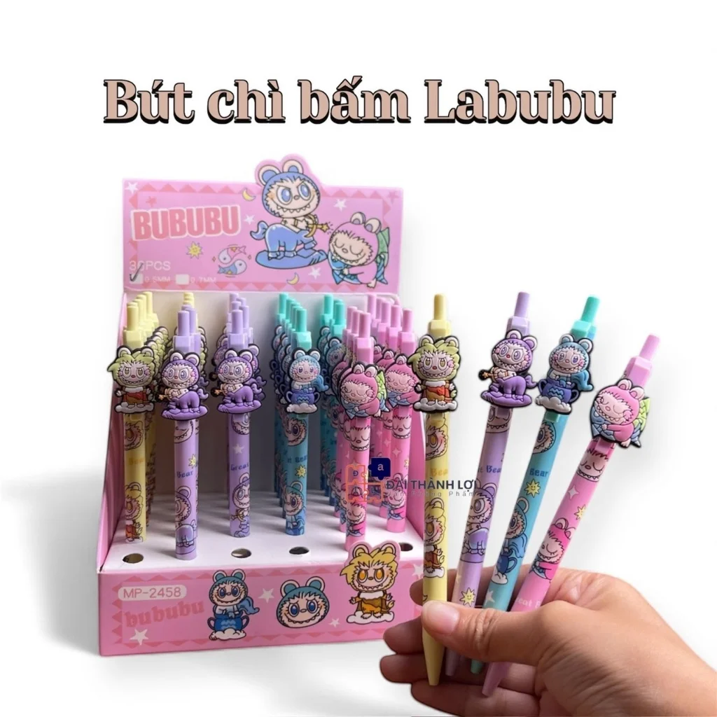 Bút chì bấm hoạt hình kèm Charm Cute - Ngòi 0.5mm mượt êm, chuyên dụng cho thi cử