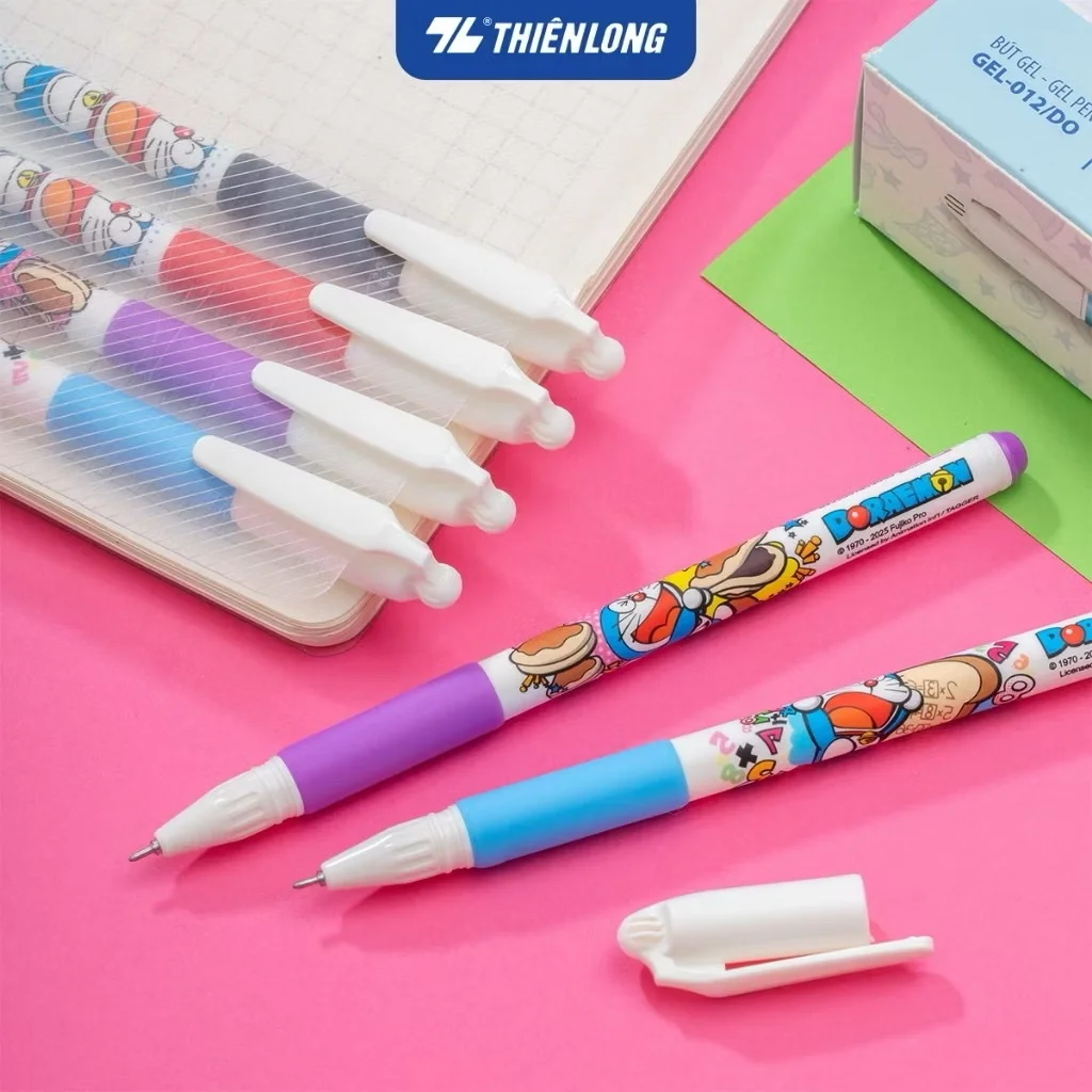 Bút gel Doremon GEL-012/DO ngòi 0.5mm cho học sinh tiểu học, có đệm tay mềm