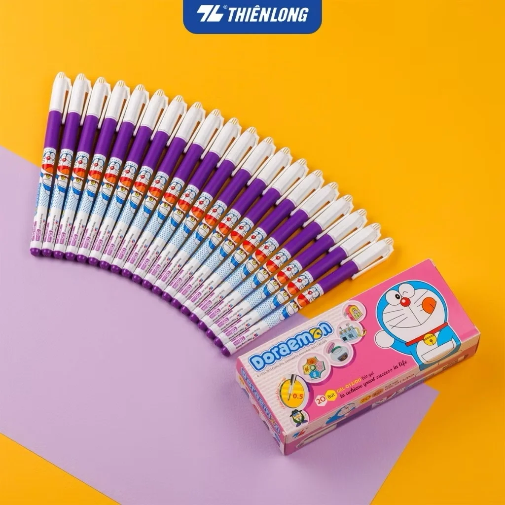 Bút gel Doremon GEL-012/DO ngòi 0.5mm cho học sinh tiểu học, có đệm tay mềm