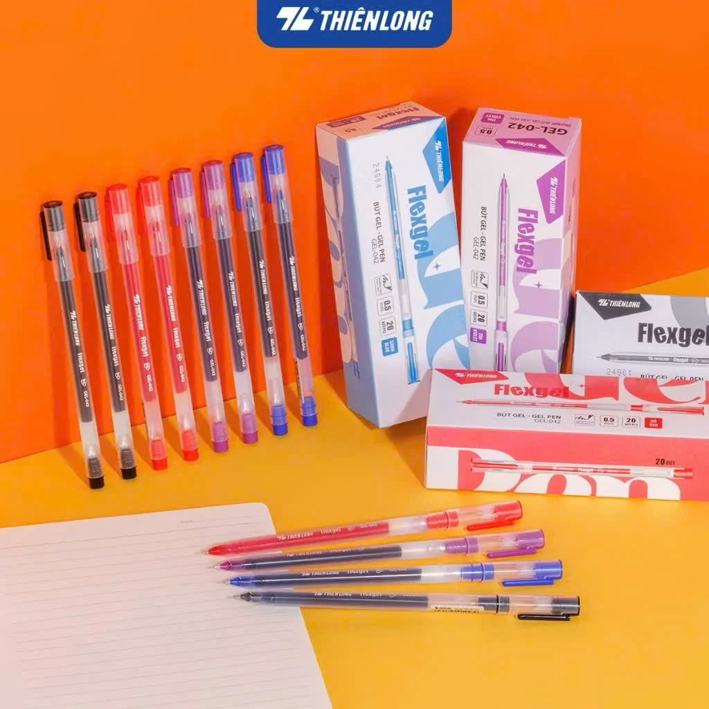 Bút gel Thiên Long Flexgel GEL-042 ngòi 0.5mm - Bút gel mực khô nhanh,nét viết êm mượt