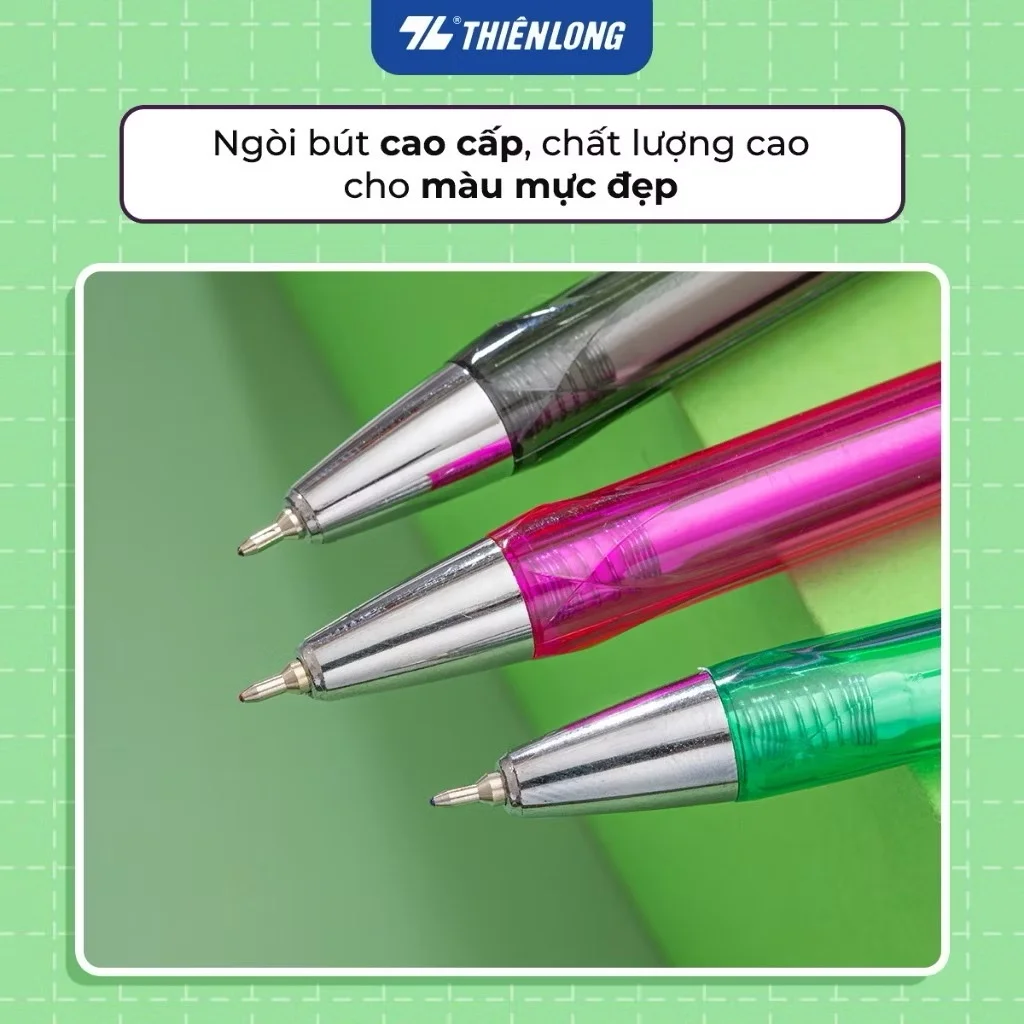 Bút Gel Thiên Long GEL-B011 ngòi 0.5mm mực xanh/đỏ/đen kiểu dáng đơn giản, có đệm mềm giúp cầm tay êm