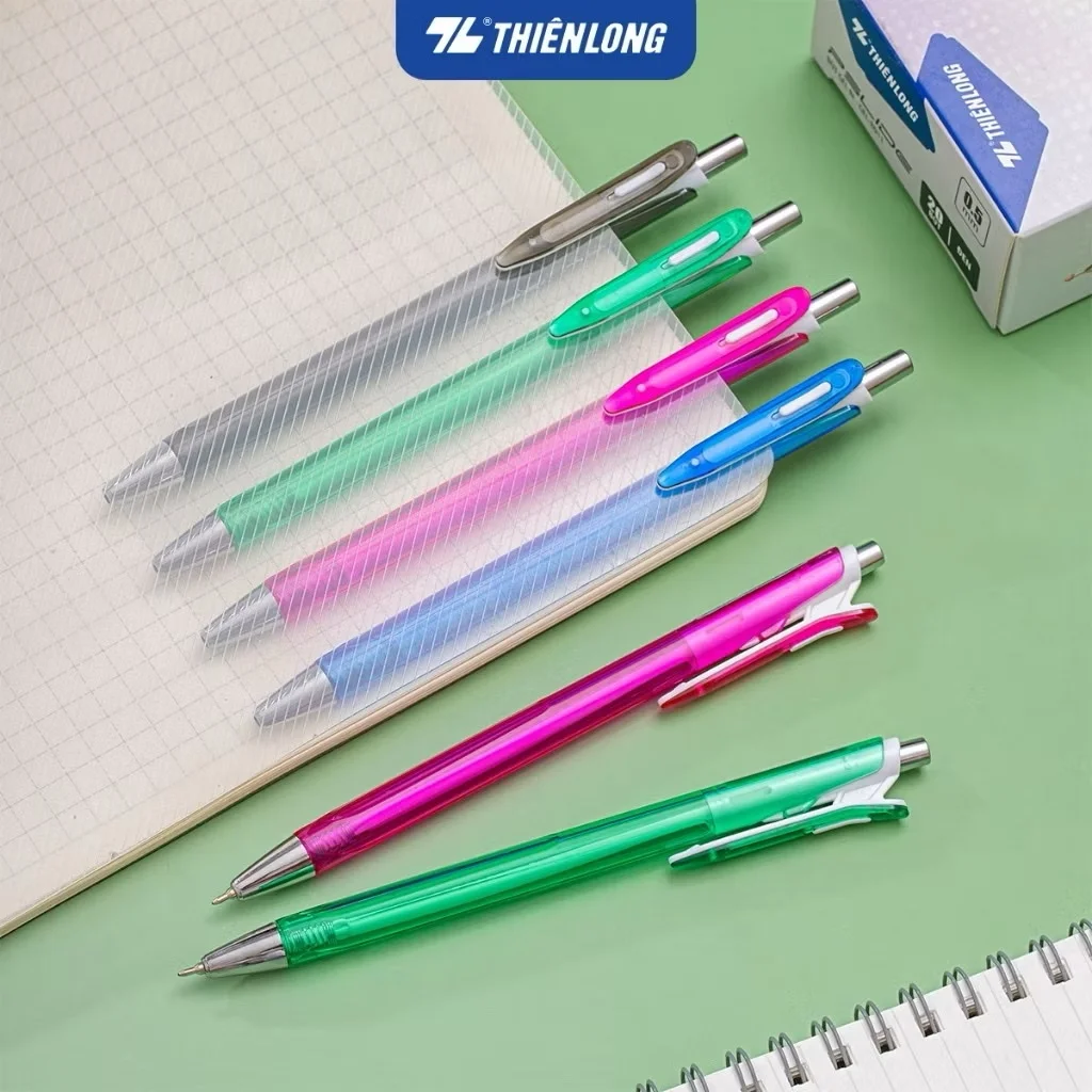 Bút Gel Thiên Long GEL-B011 ngòi 0.5mm mực xanh/đỏ/đen kiểu dáng đơn giản, có đệm mềm giúp cầm tay êm