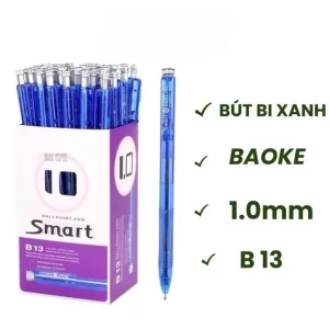 Bút Bi Xanh Đầu Bấm BaoKe SMART B-13/ B 13 Ngòi Lớn 1.0mm Mực đều, Viết Êm, Nét To