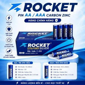 Pin AA(2A)/AAA(3A) Rocket 1.5V Carbon Pin Tiểu/Pin Nhí – Chính Hãng, Công Nghệ Hàn Quốc