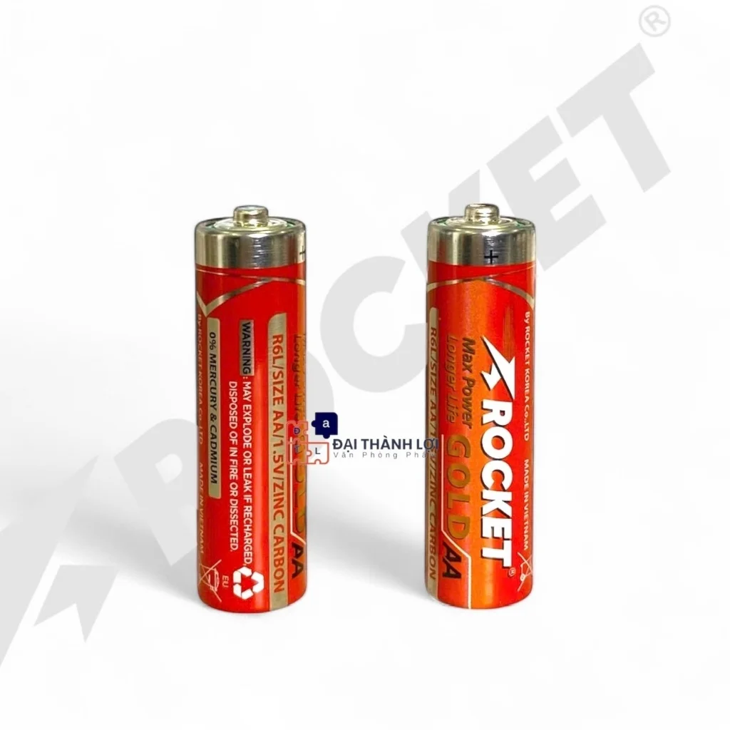 Pin Rocket Gold 1.5V AA / AAA / Pin 2A/3A Vỏ Sắt Siêu Bền, Không Chảy Nước - Hàng Chính Hãng