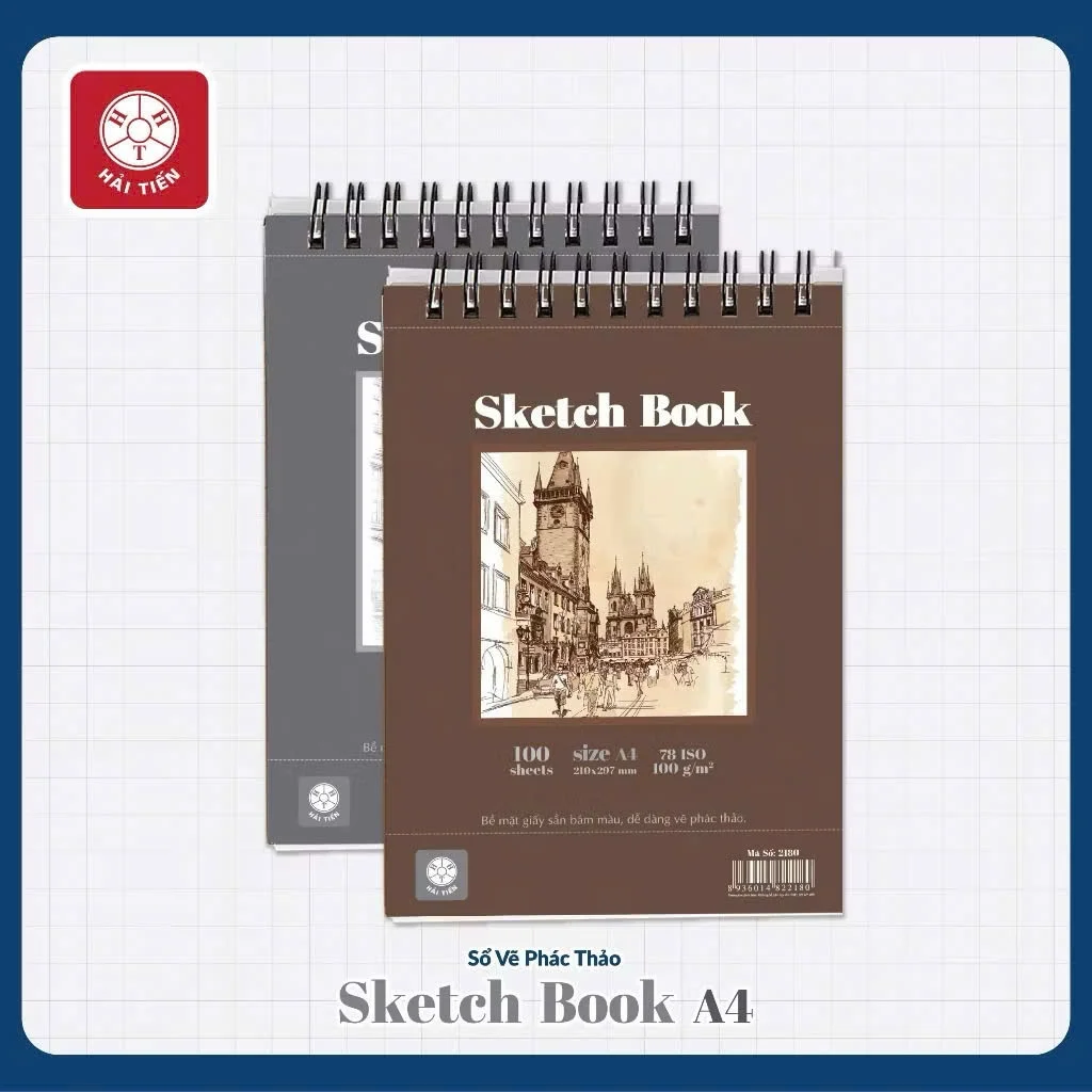 Sổ vẽ phác thảo Sketchbook A4 - Giấy vàng sần - ĐL 100g/m2