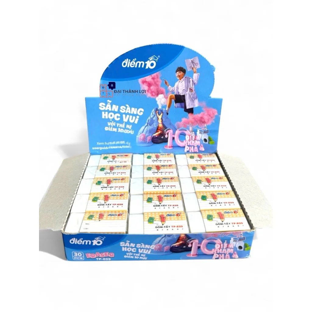 Gôm tẩy Thiên Long E-09 hoạ tiết dễ thương, siêu mềm dẻo, gôm sạch vết chì