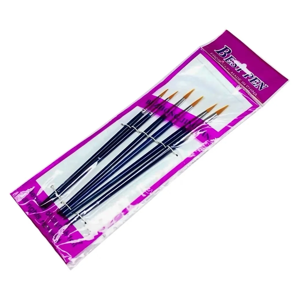 Cọ 6 Cây Cọ Vẽ Mỹ Thuật Loại Dẹp, Nhọn Dùng Để Tô Tượng, Tô Màu Nước, Sơn Dầu, Màu Acrylic (Mẫu Ngẫu Nhiên)