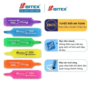 Bút Dạ Quang Hiệu Bitex HL04 Màu Mực Tươi Sáng Đều Màu, Dễ Nhìn, Mực Khô Nhanh, Nhiều Màu Lựa Chọn