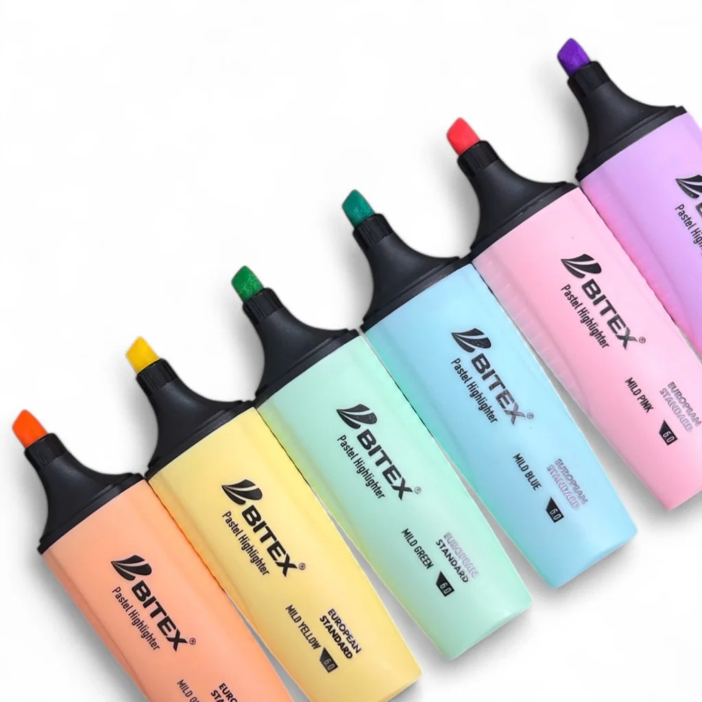 Bút Dạ Quang HL05 Hiệu Bitex Màu Pastel Dịu Nhẹ, Mực Ra Đều, Khô Nhanh, Màu Sắc Đa Dạng