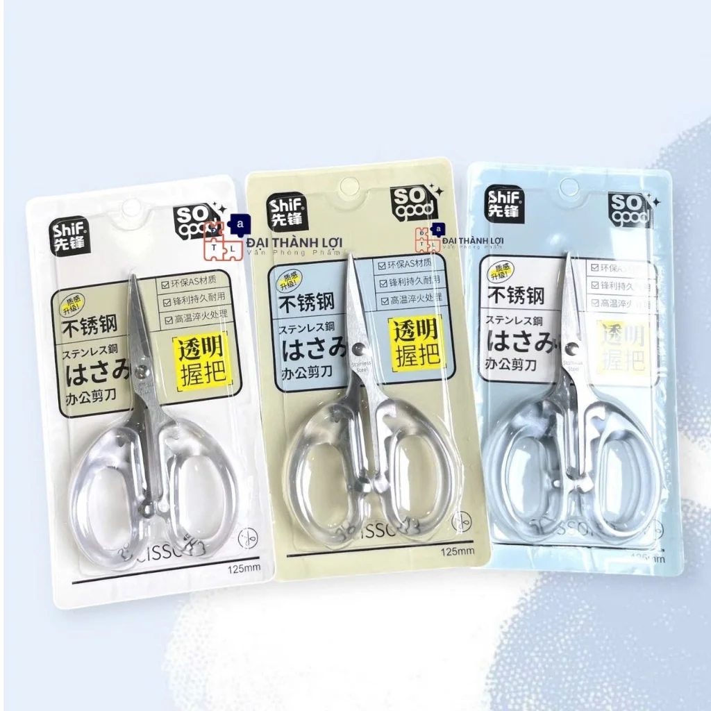 Kéo 1250 CỠ NHỎ 12CM Kéo Cán Nhựa Trong Suốt - Kéo Cắt Thủ Công - Kéo Cắt Giấy Học Sinh SHIF Dài 12Cm