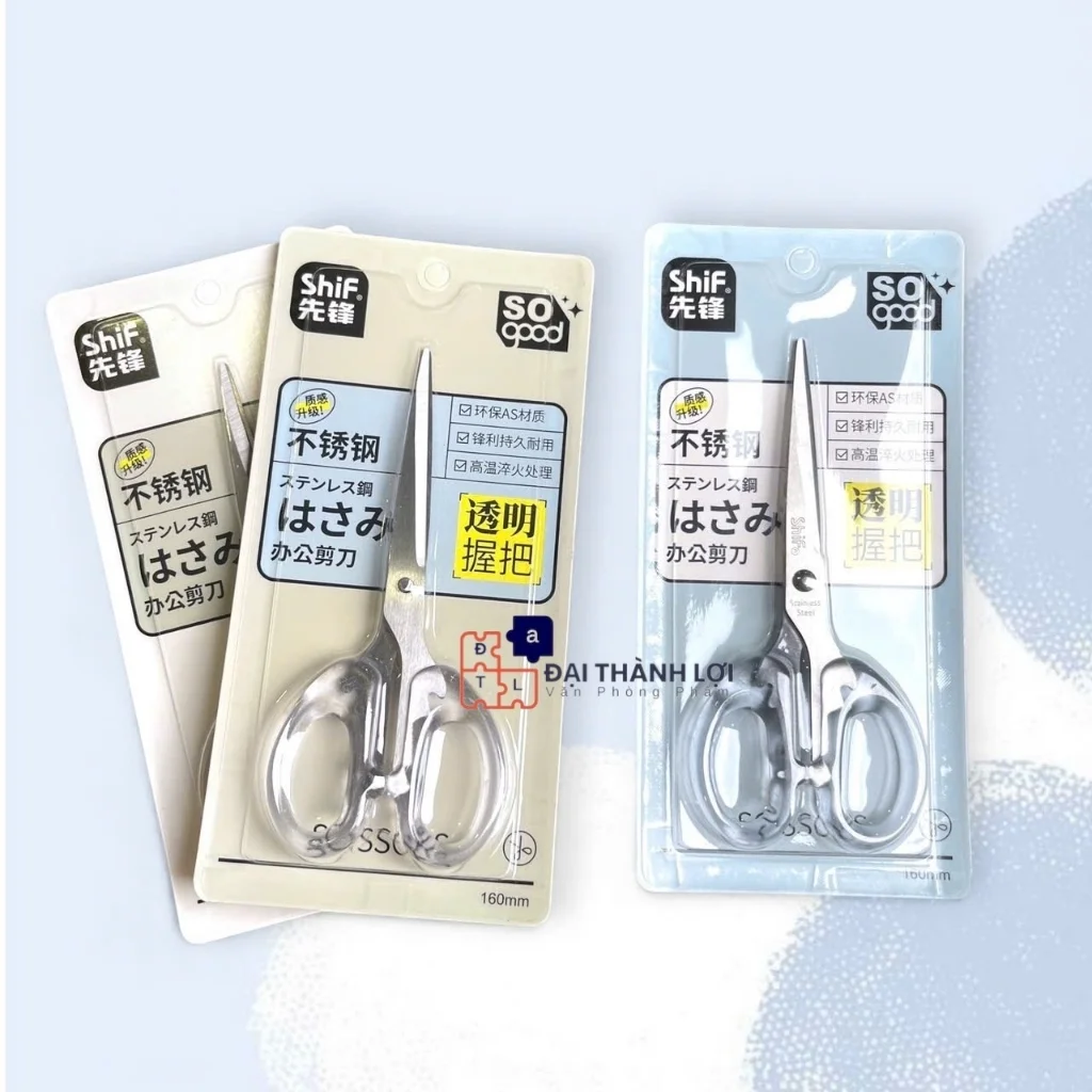 Kéo 1250 CỠ NHỎ 12CM Kéo Cán Nhựa Trong Suốt - Kéo Cắt Thủ Công - Kéo Cắt Giấy Học Sinh SHIF Dài 12Cm