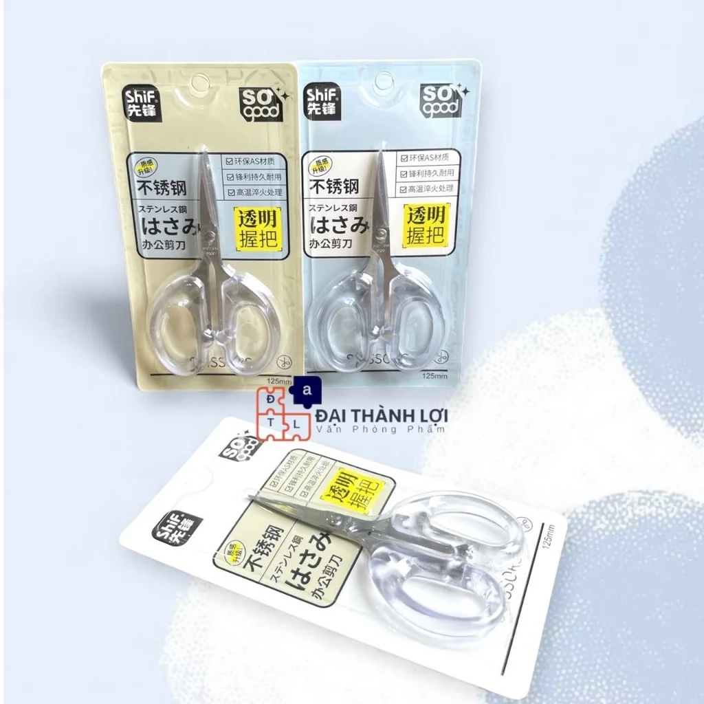 Kéo 1250 CỠ NHỎ 12CM Kéo Cán Nhựa Trong Suốt - Kéo Cắt Thủ Công - Kéo Cắt Giấy Học Sinh SHIF Dài 12Cm
