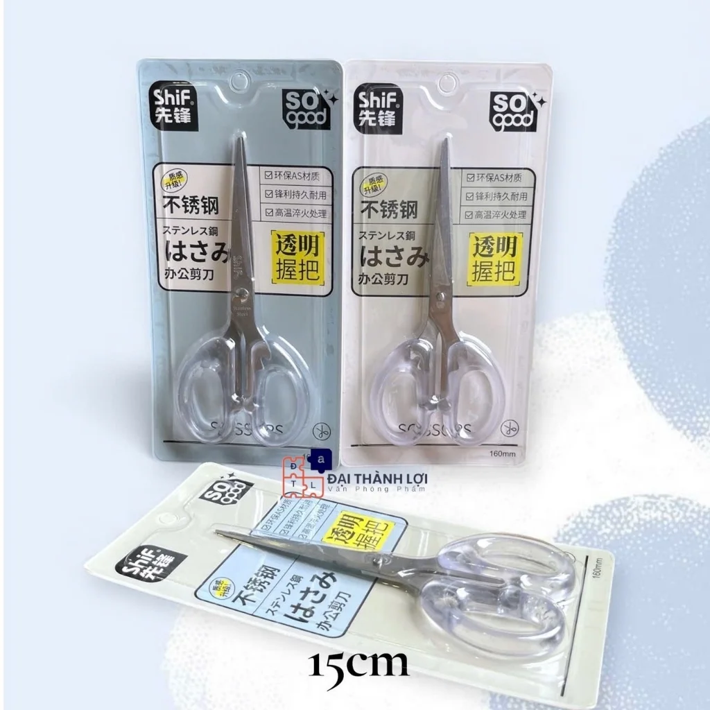 Kéo 1252 CỠ TRUNG 16CM Kéo Cán Nhựa Trong Suốt - Kéo Cắt Thủ Công - Kéo Cắt Giấy Học Sinh SHIF Dễ Thương