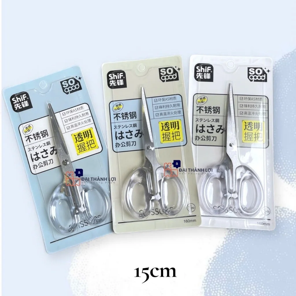 Kéo 1252 CỠ TRUNG 16CM Kéo Cán Nhựa Trong Suốt - Kéo Cắt Thủ Công - Kéo Cắt Giấy Học Sinh SHIF Dễ Thương