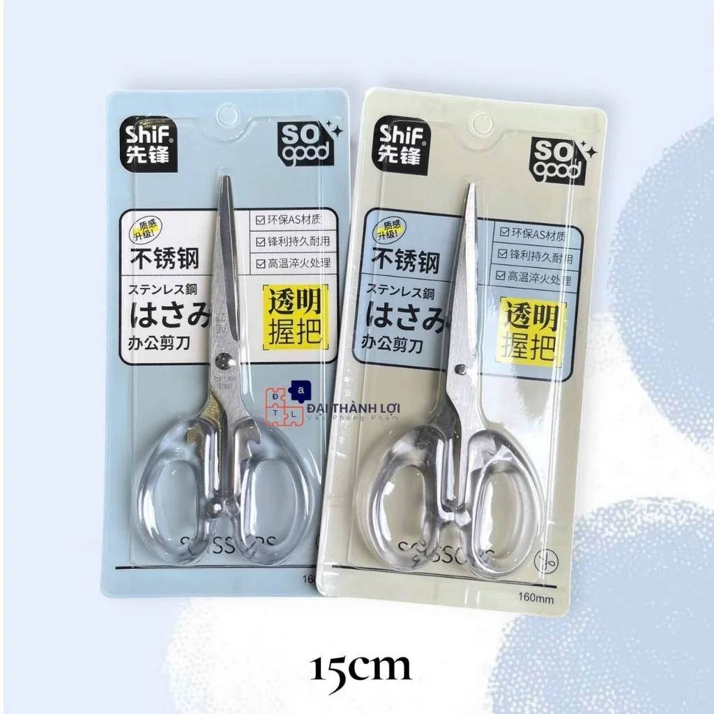 Kéo 1252 CỠ TRUNG 16CM Kéo Cán Nhựa Trong Suốt - Kéo Cắt Thủ Công - Kéo Cắt Giấy Học Sinh SHIF Dễ Thương