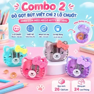 Đồ Gọt bút viết Chì 2 Lỗ Chuốt hình Con Mèo Hello Kitty Nơ 5842