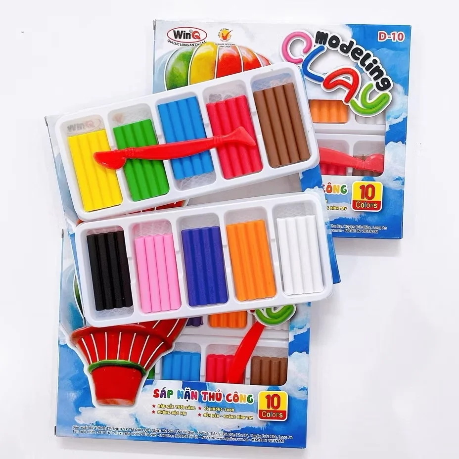 Đất Nặn WinQ D-10 – Gồm 10 Màu Tươi Sáng, Màu Thơm Dễ Thương, An Toàn Cho Học Sinh