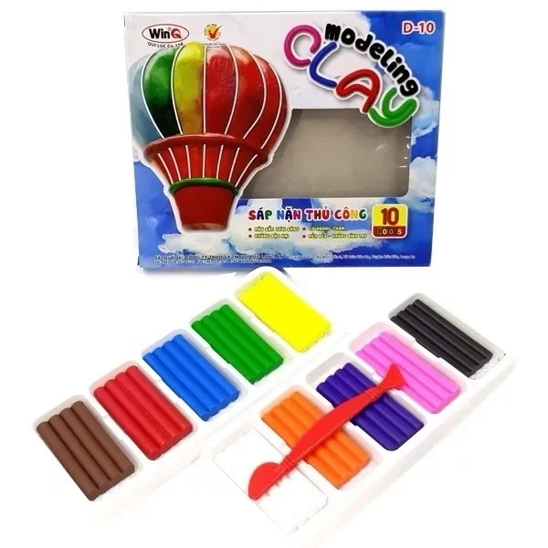 Đất Nặn WinQ D-10 – Gồm 10 Màu Tươi Sáng, Màu Thơm Dễ Thương, An Toàn Cho Học Sinh