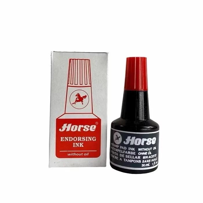 Mực dấu Horse 30ml mực Xanh/Đỏ/Đen, mực tươi sáng, đậm đặc, nhanh khô, không mùi