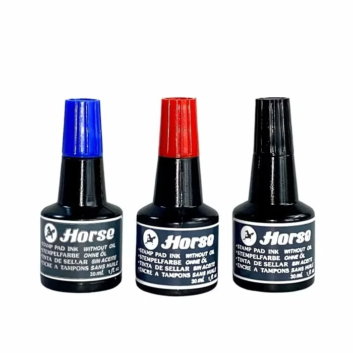 Mực dấu Horse 30ml mực Xanh/Đỏ/Đen, mực tươi sáng, đậm đặc, nhanh khô, không mùi