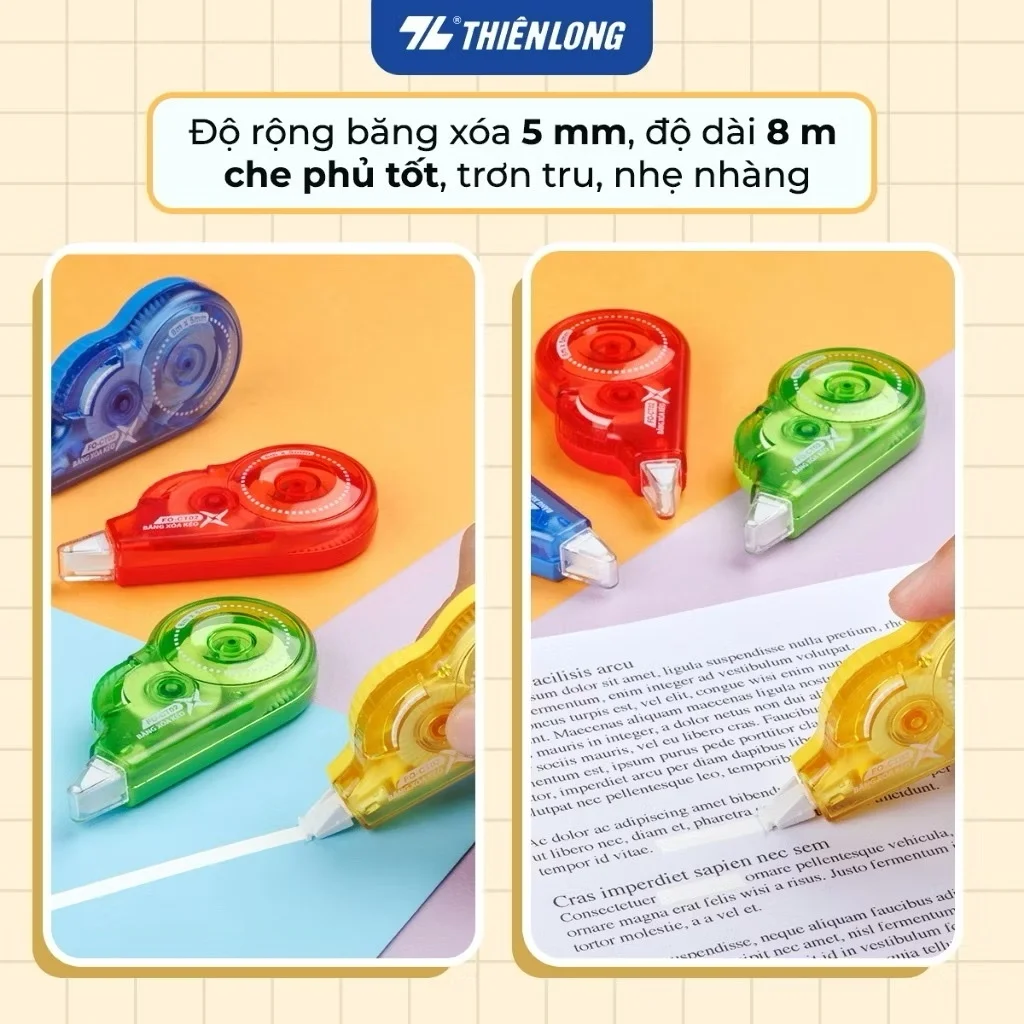 Bút Xóa Kéo An Toàn FlexOffice FO-CT02 nhỏ gọn, dẻo dai, bám dính tốt