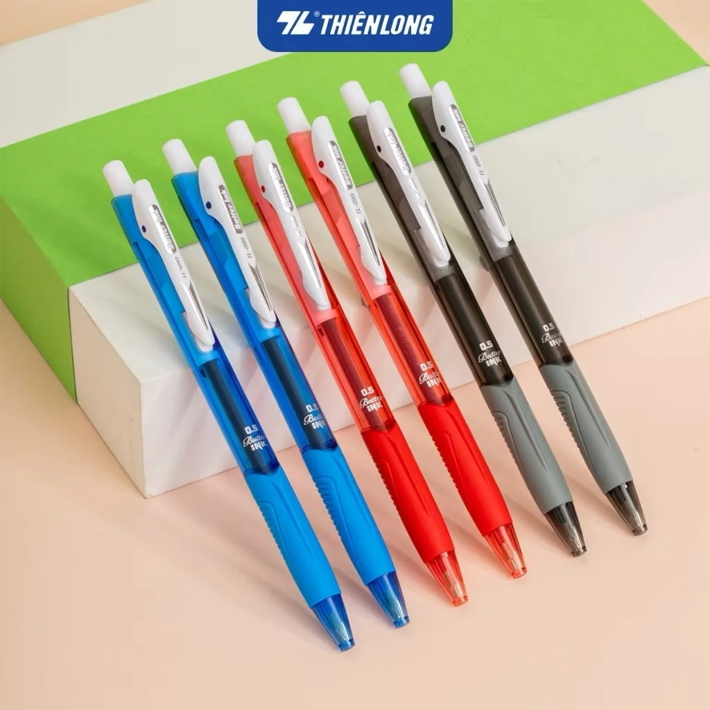 Bút bi Thiên Long TL-095 mực xanh/đỏ/đen ngòi 0.5mm kiểu dáng hiện đại cầm tay thoải mái, nét đều trơn