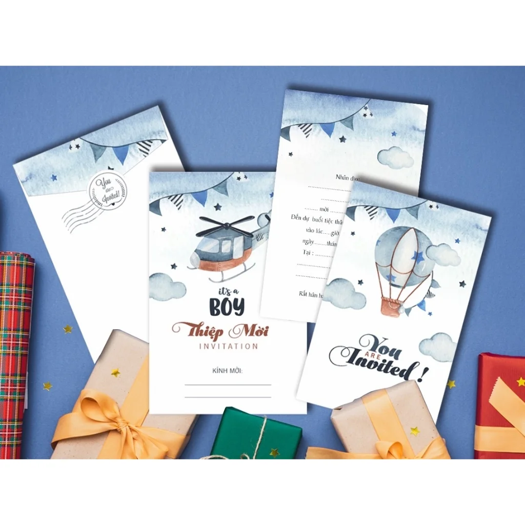 Thiệp mời sinh nhật lót đơn các loại - viết tay