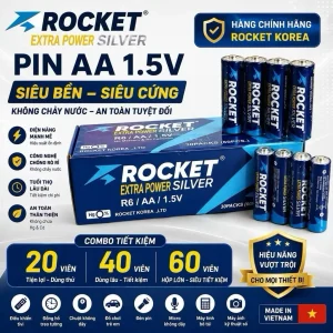 Pin AA( 2A) 1,5V Rocket Siêu Bền , Siêu Cứng , Không Chảy Nước - Hàng Chính Hãng