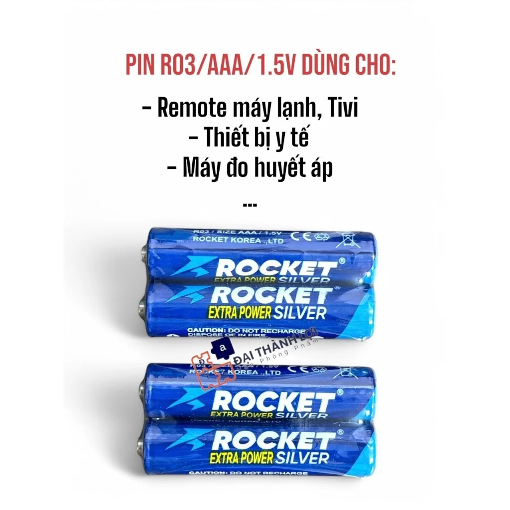 Pin AAA 1,5V Rocket Siêu Bền , Siêu Cứng , Không Chảy Nước - Hàng Chính Hãng