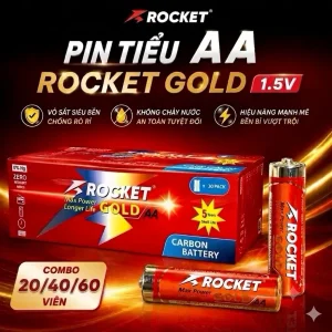 Pin Tiểu AA( 2A) Rocket 1.5V Rocket Gold( Sắt) - Siêu Bền-Không Chảy Nước – Chính Hãng