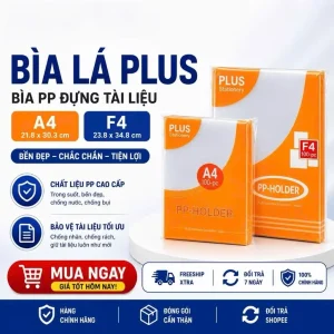 BÌA LÁ PLUS HỞ 2 CẠNH-Bìa Lá Nhựa Plus A4-F4 loại cực dày, thương hiệu Nhật Bản
