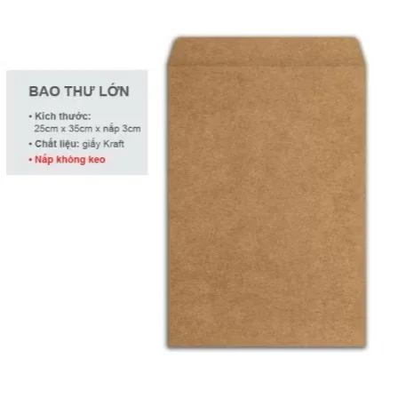 Bao Bì Thư A4 (ĐL160)-Loại dày Giấy Kraft xi măng