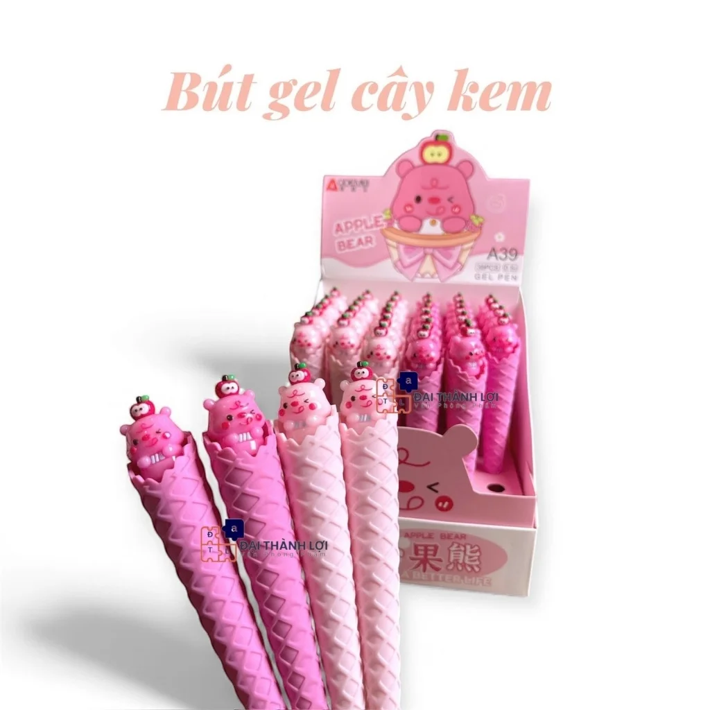 Bút Gel Mực Xanh hình kem ốc quế viết êm, ra mực đều, không đứt nét, dùng học tập, ghi chép, vẽ