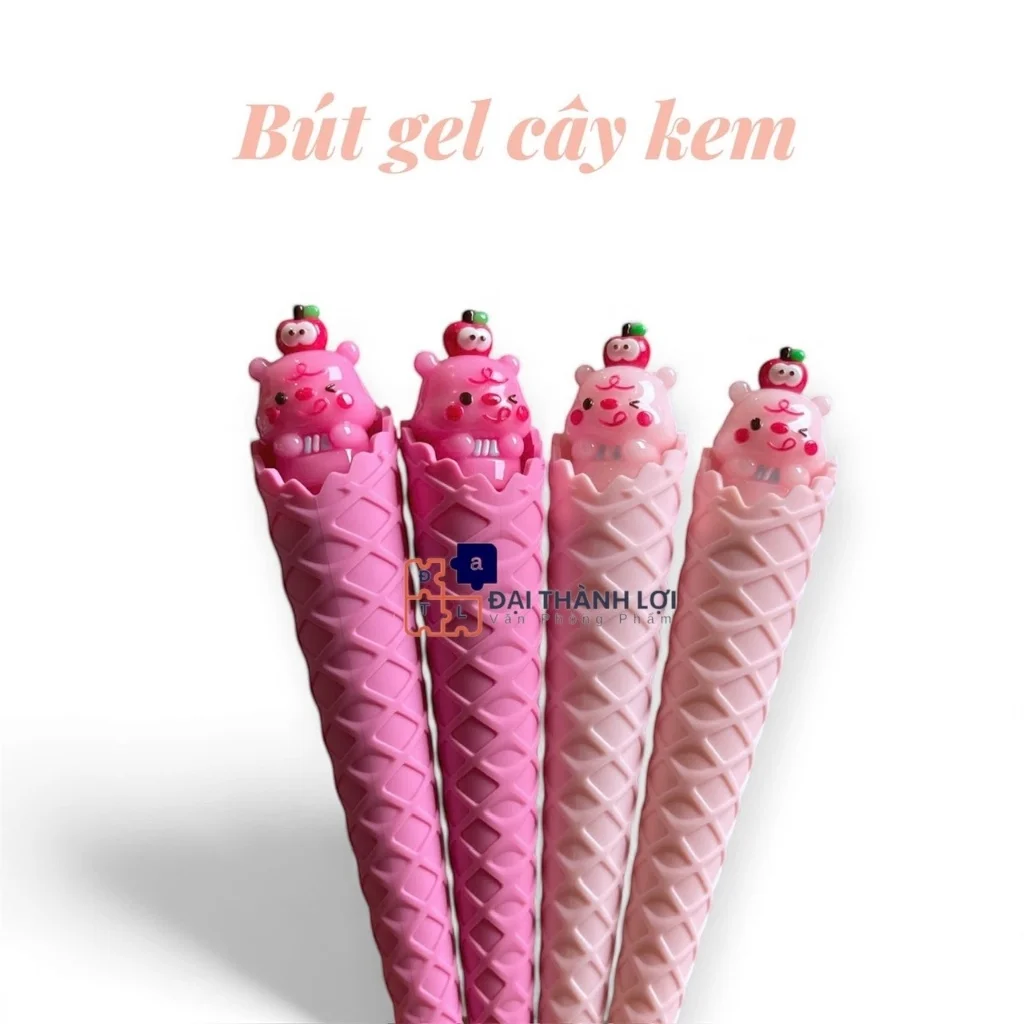Bút Gel Mực Xanh hình kem ốc quế viết êm, ra mực đều, không đứt nét, dùng học tập, ghi chép, vẽ