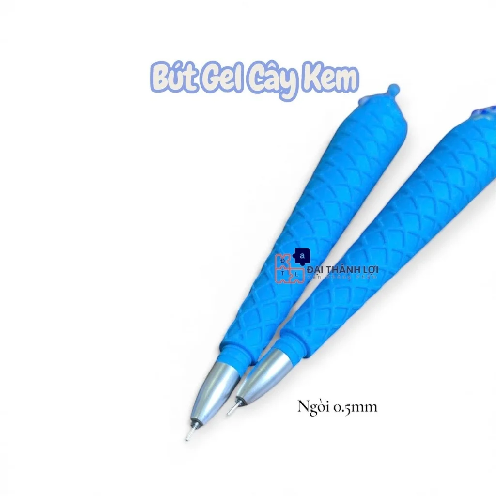Bút Gel Mực Xanh hình kem ốc quế viết êm, ra mực đều, không đứt nét, dùng học tập, ghi chép, vẽ
