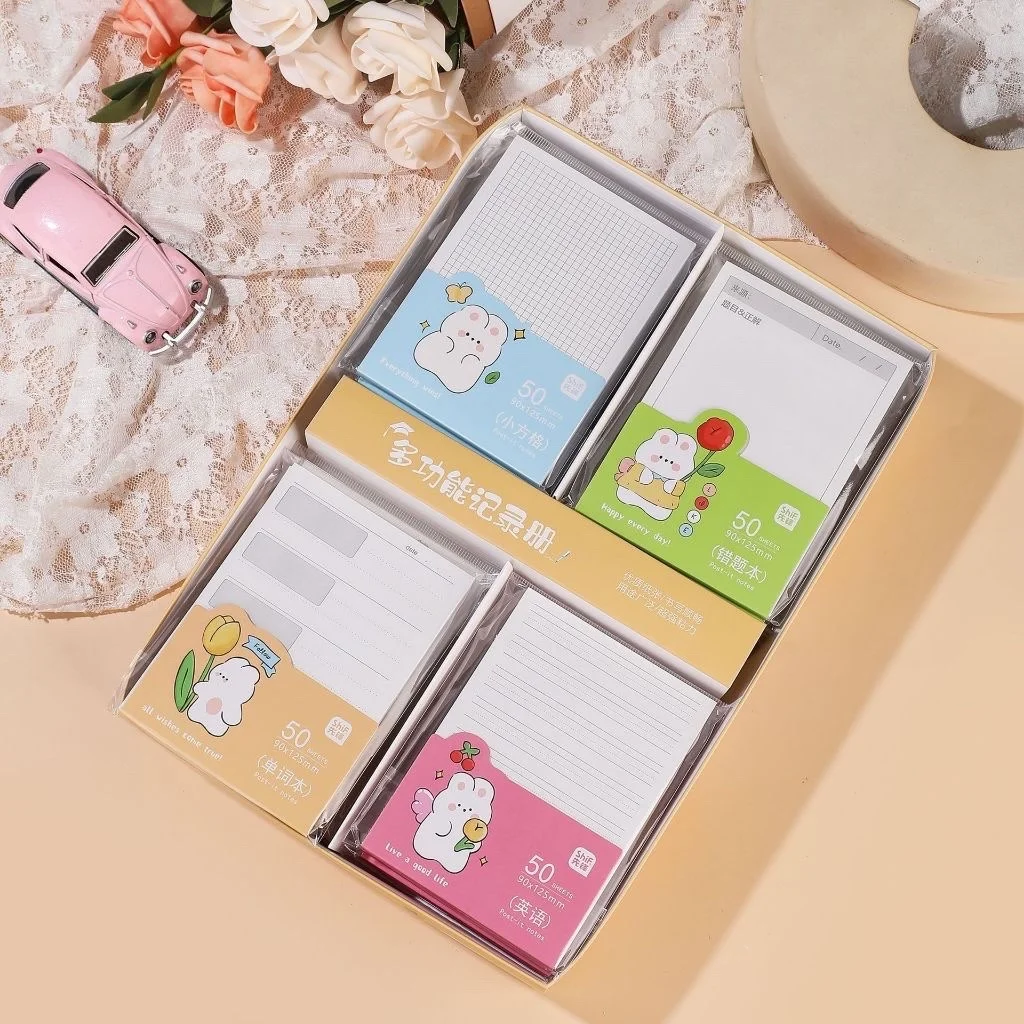 Giấy Note chữ nhật Basic 50 Tờ Có Keo Kẻ Caro/Ngang/Viền Giá Rẻ /Tập giấy nhớ phù hợp sinh viên văn phòng