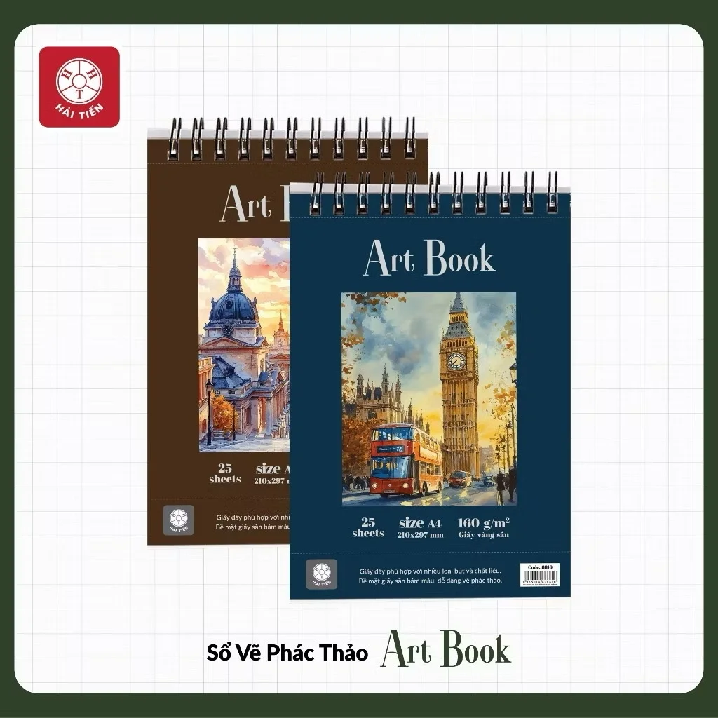 Sổ vẽ phác thảo Artbook A5 ( 9554) - Giấy vàng sần - ĐL 160g/m2