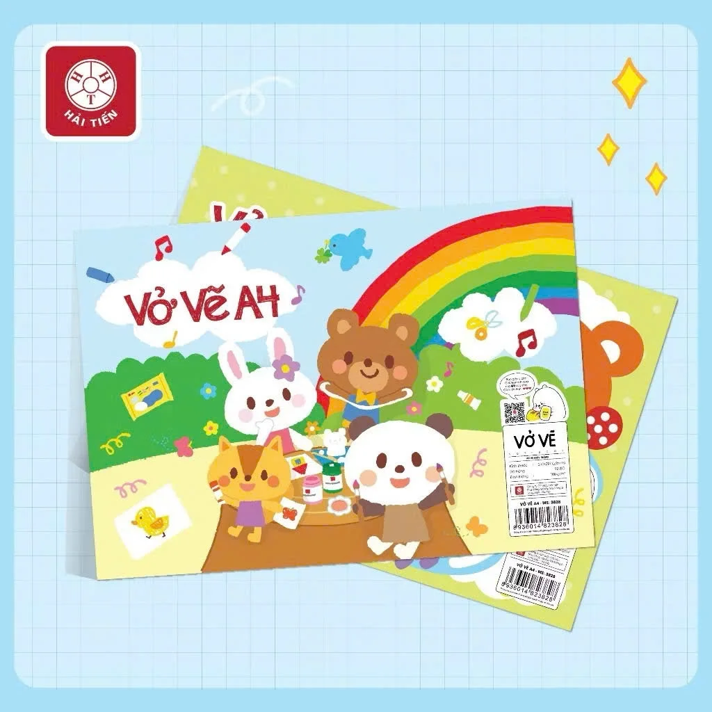 Vở Vẽ Hải Tiến Dán Gáy/Lò Xo Giấy Trắng, Sổ Vẽ Định Lượng 100 g/m2, Giao Bìa Màu Ngẫu Nhiên