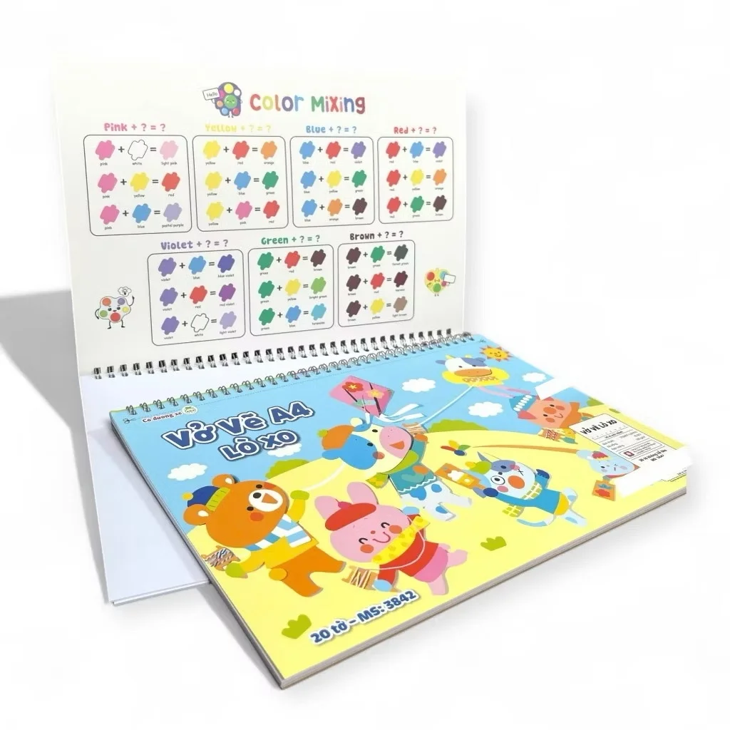Vở Vẽ Hải Tiến Dán Gáy/Lò Xo Giấy Trắng, Sổ Vẽ Định Lượng 100 g/m2, Giao Bìa Màu Ngẫu Nhiên