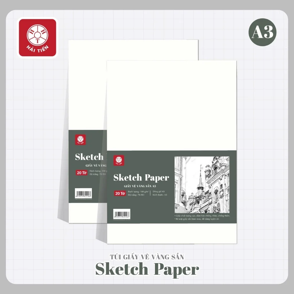Giấy Vẽ Vàng Sần Sketch Paper- Định Lượng 100g/m2