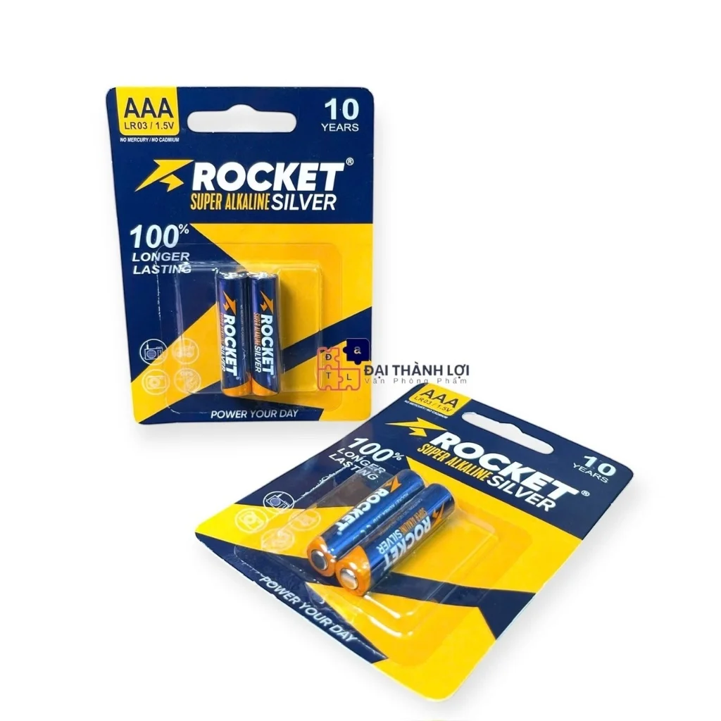 Pin ALKALINE ROCKET SILVER ( XANH ) 3A( AAA) 1.5V chính hãng, chất lượng cao, giá siêu tốt VỈ 2 VIÊN