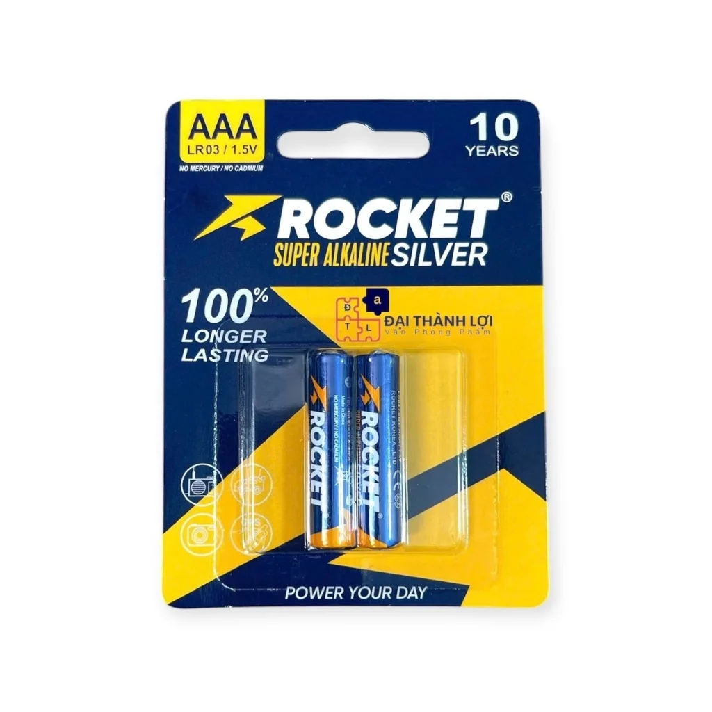 Pin ALKALINE ROCKET SILVER ( XANH ) 3A( AAA) 1.5V chính hãng, chất lượng cao, giá siêu tốt VỈ 2 VIÊN