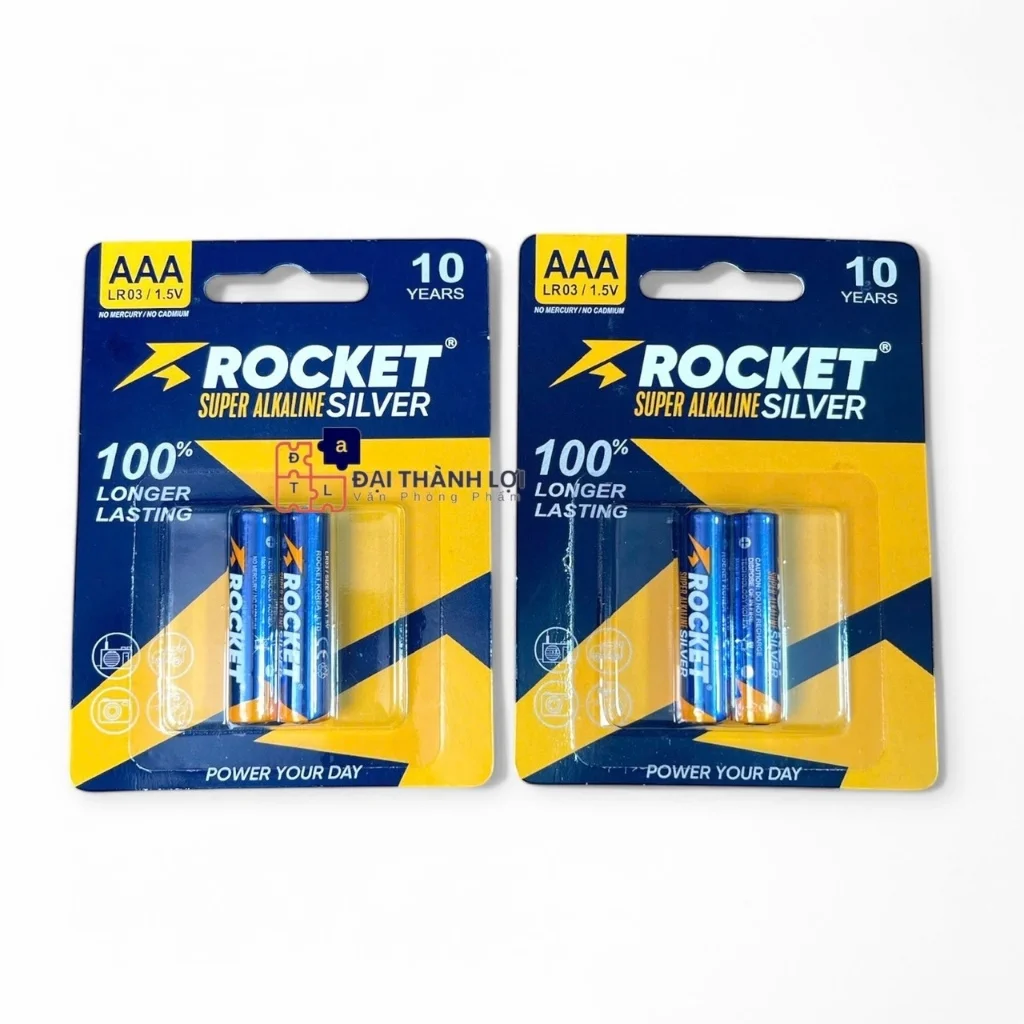 Pin ALKALINE ROCKET SILVER ( XANH ) 3A( AAA) 1.5V chính hãng, chất lượng cao, giá siêu tốt VỈ 2 VIÊN