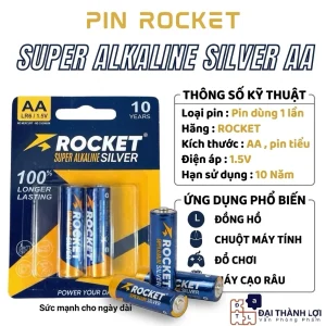 Pin ALKALINE ROCKET SILVER ( XANH ) AA 1.5V chính hãng, chất lượng cao, giá siêu tốt