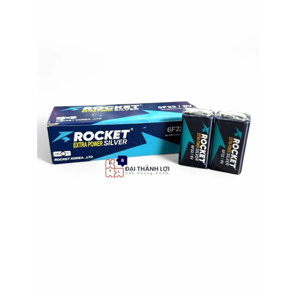 Pin 9V Rocket 6F22/V9 Dùng Cho pin đàn, micro, đèn pin Chính Hãng Dung Lượng Cao