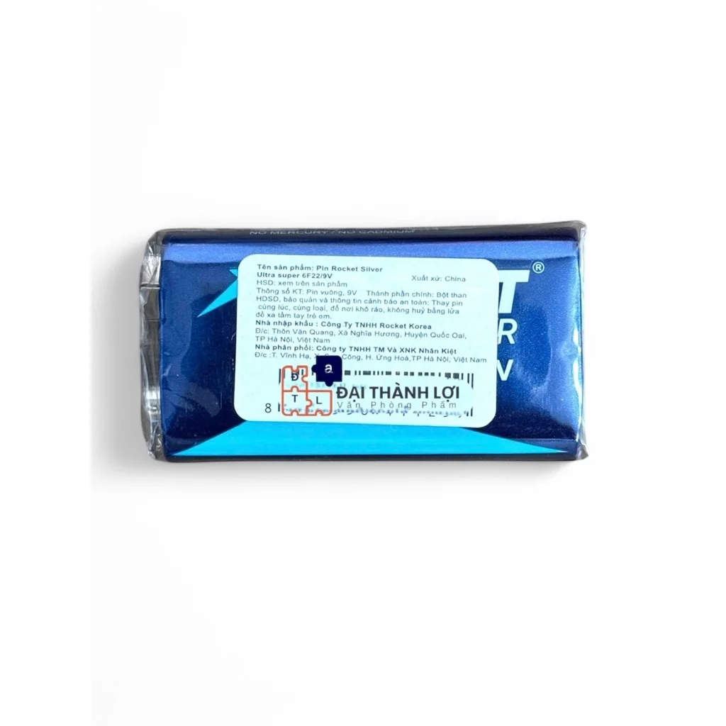 Pin 9V Rocket 6F22/V9 Dùng Cho pin đàn, micro, đèn pin Chính Hãng Dung Lượng Cao