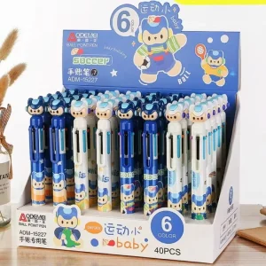 Viết bi bấm 6 ngòi - 6 màu khác nhau gắn thú - mẫu dễ thương