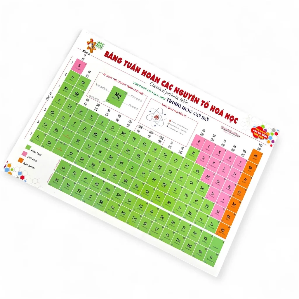 Bảng tuần hoàn các nguyên tố hóa học hàng đẹp loại 1, bảng các công thước thường gặp hóa cấp 2, cấp 3