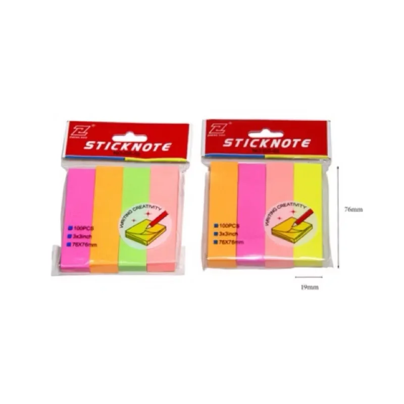Giấy note/ghi chú màu dạ quang khổ 3x3 (cắt 3,4,5 màu) giấy ghi chú
